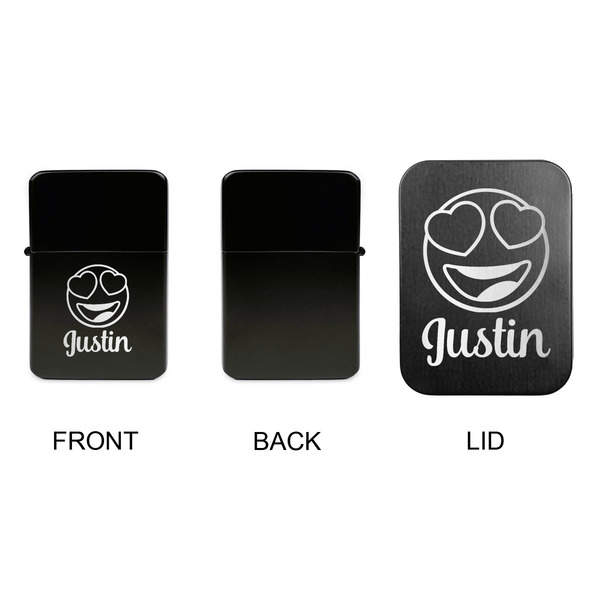 Emojis Windproof Lighters - Black, Single Sided, w Lid - APPROVAL