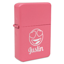 Emojis Windproof Lighter - Pink - Double Sided & Lid Engraved (Personalized)