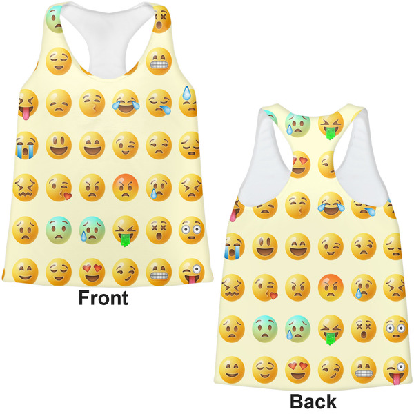 Emojis Womens Racerback Tank Tops - Medium - Front and Back