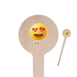 Emojis 4" Round Wooden Food Picks - Double Sided (Personalized)