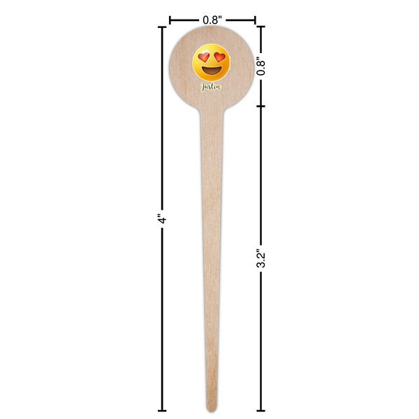 Emojis Wooden 4" Food Pick - Round - Dimensions