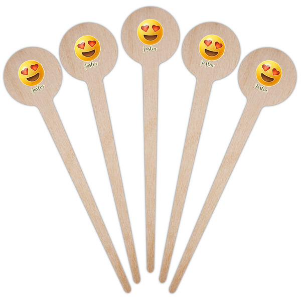 Emojis Wooden 4" Food Pick - Round - Fan View