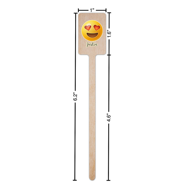 Emojis Wooden 6.25" Stir Stick - Rectangular - Dimensions