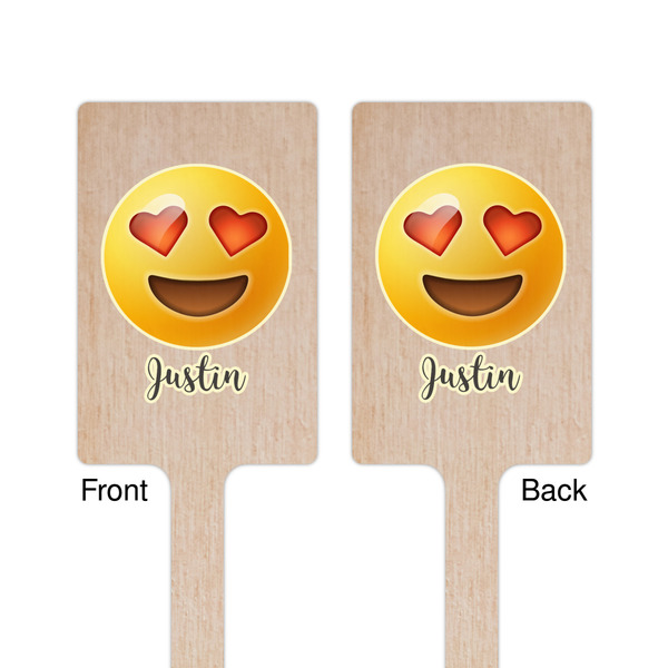 Emojis Wooden 6.25" Stir Stick - Rectangular - Double Sided - Front & Back