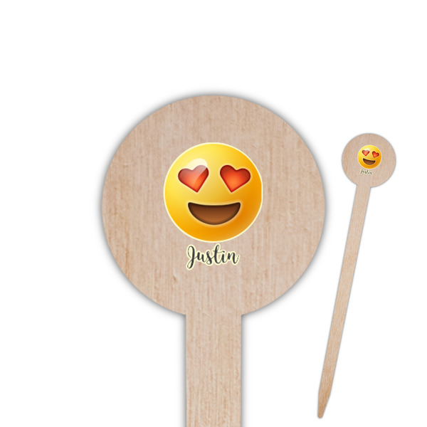 Custom Emojis Round Wooden Food Picks (Personalized)