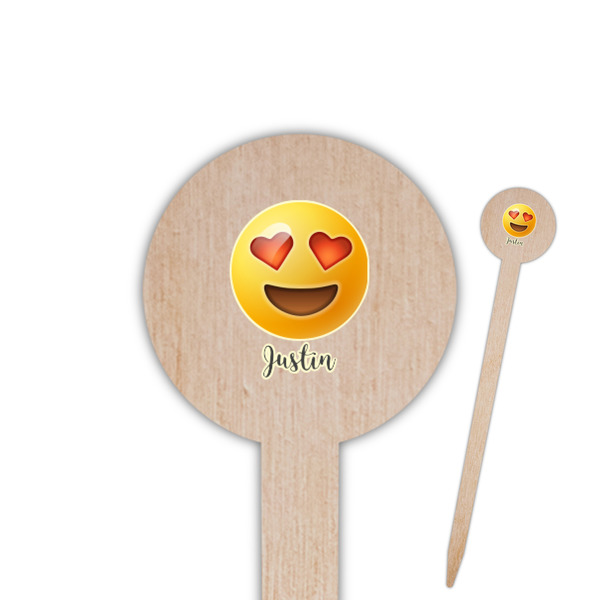 Custom Emojis 6" Round Wooden Food Picks - Single Sided (Personalized)