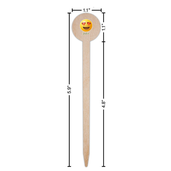 Emojis Wooden 6" Food Pick - Round - Dimensions