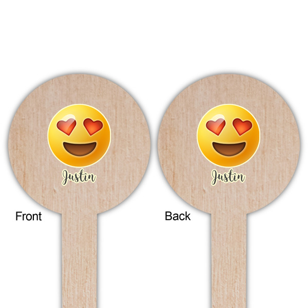 Emojis Wooden 6" Food Pick - Round - Double Sided - Front & Back