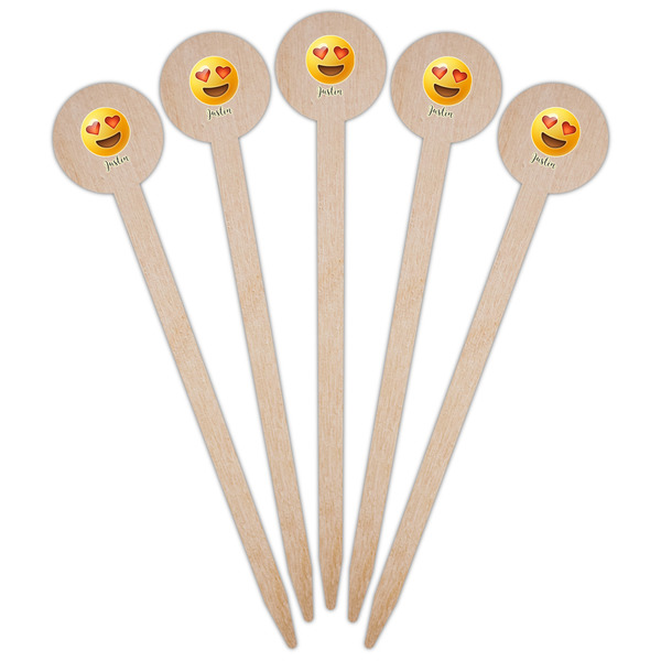 Emojis Wooden 6" Food Pick - Round - Fan View