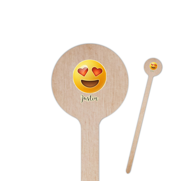 Custom Emojis 6" Round Wooden Stir Sticks - Single Sided (Personalized)