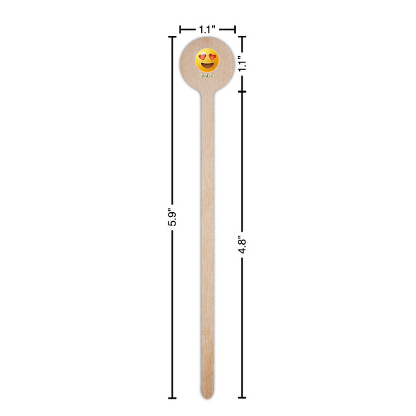 Emojis Wooden 6" Stir Stick - Round - Dimensions