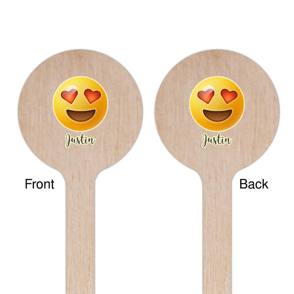 Emojis Wooden 6" Stir Stick - Round - Double Sided - Front & Back