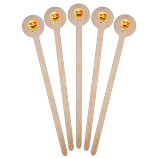 Emojis Wooden 7.5" Stir Stick - Round - Fan View