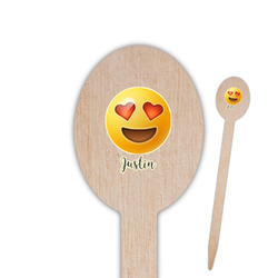 Emojis Oval Wooden Food Picks - Single Sided (Personalized)