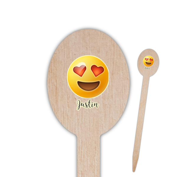 Custom Emojis Oval Wooden Food Picks - Single Sided (Personalized)