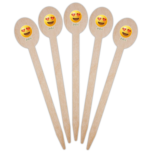Emojis Wooden Food Pick - Oval - Fan View