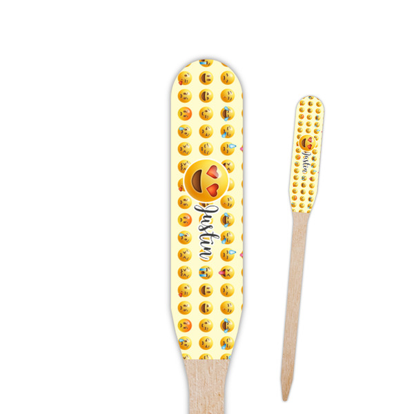 Custom Emojis Paddle Wooden Food Picks - Double Sided (Personalized)