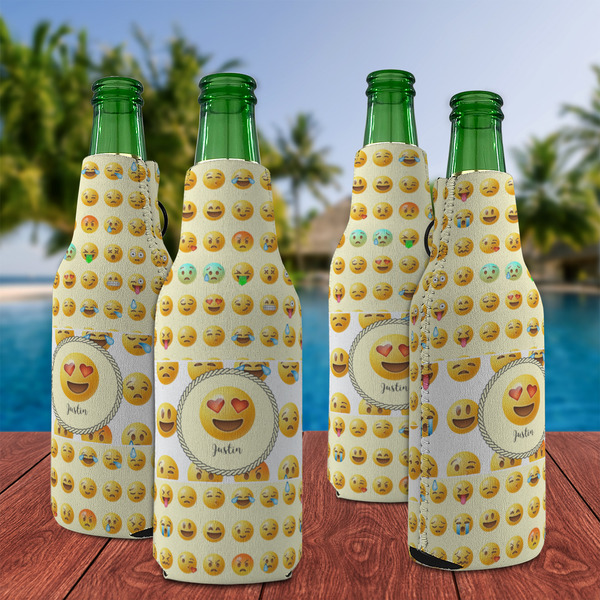 Emojis Zipper Bottle Cooler - Set of 4 - LIFESTYLE