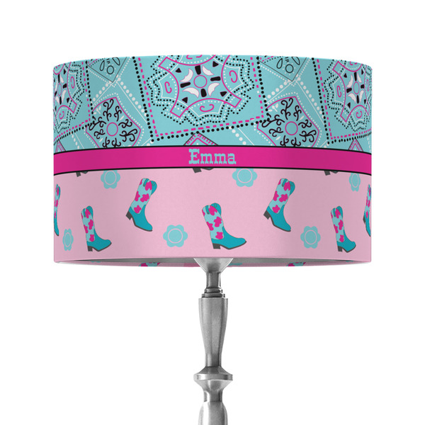 Custom Cowgirl 12" Drum Lamp Shade - Fabric (Personalized)