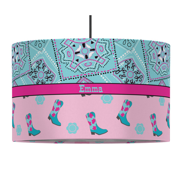 Custom Cowgirl 12" Drum Pendant Lamp - Fabric (Personalized)