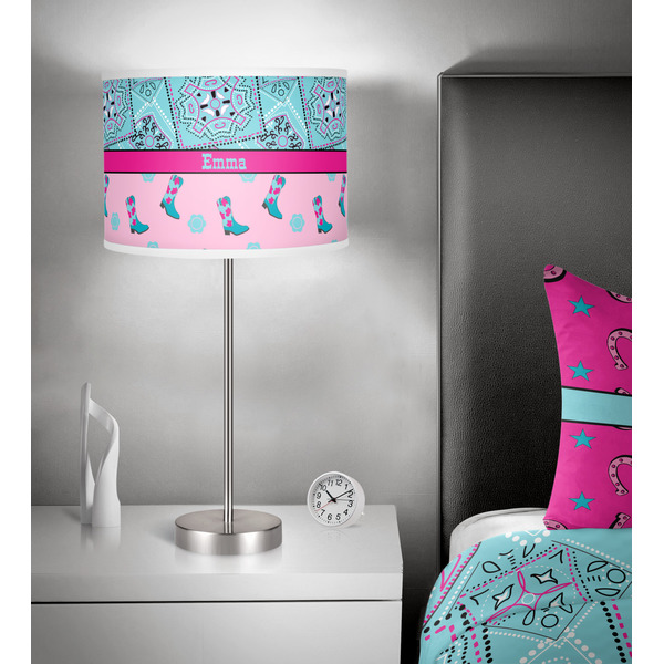Cowgirl 13 inch drum lamp shade - in room