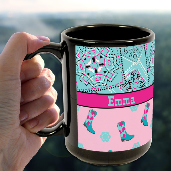 Cowgirl 15oz. Black Mug - LIFESTYLE
