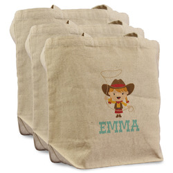 Cowgirl Reusable Cotton Grocery Bags - Set of 3 (Personalized)