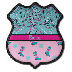 Cowgirl Iron On Shield Patch C w/ Name or Text