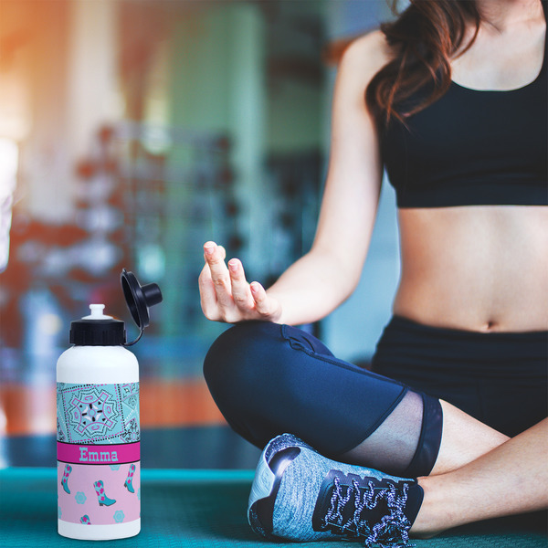 Cowgirl Aluminum Water Bottle - White LIFESTYLE