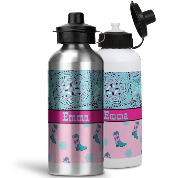Cowgirl Aluminum Water Bottles - MAIN (white &silver)