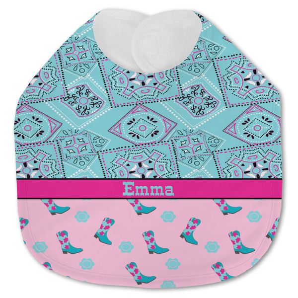 Custom Cowgirl Jersey Knit Baby Bib w/ Name or Text