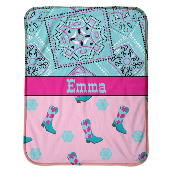Cowgirl Baby Sherpa Blanket - Flat