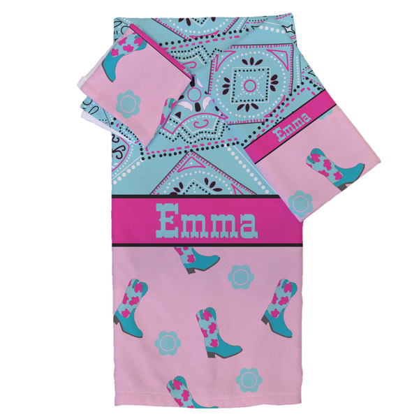 Custom Cowgirl Bath Towel Set - 3 Pcs (Personalized)