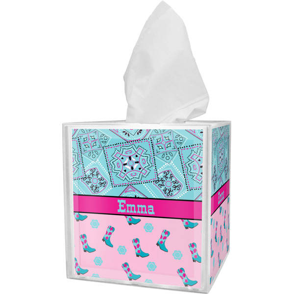 Custom Cowgirl Tissue Box Cover (Personalized)