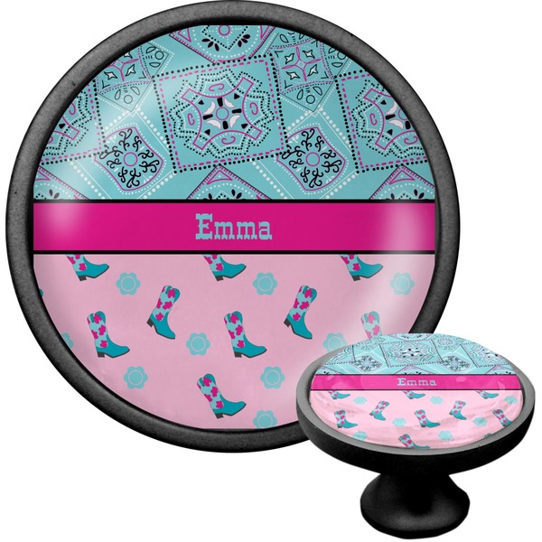 Custom Cowgirl Cabinet Knob (Black) (Personalized)