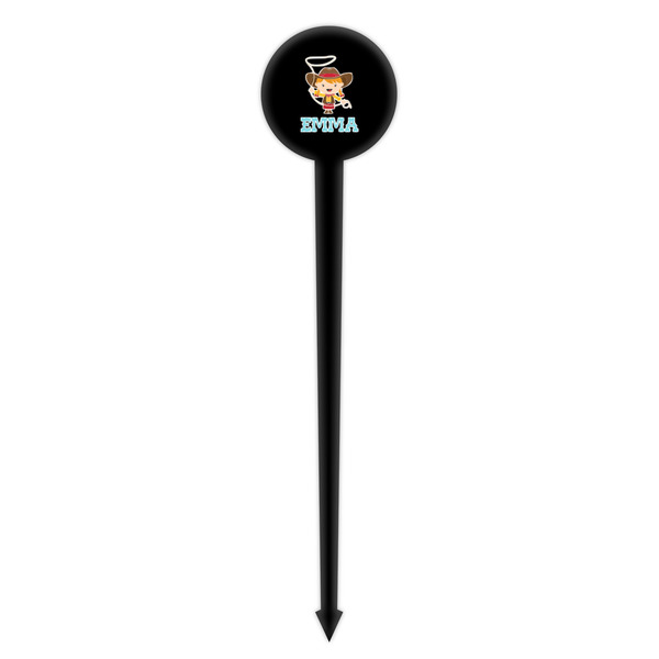 Cowgirl Black Plastic 4" Food Pick - Round - Single Pick