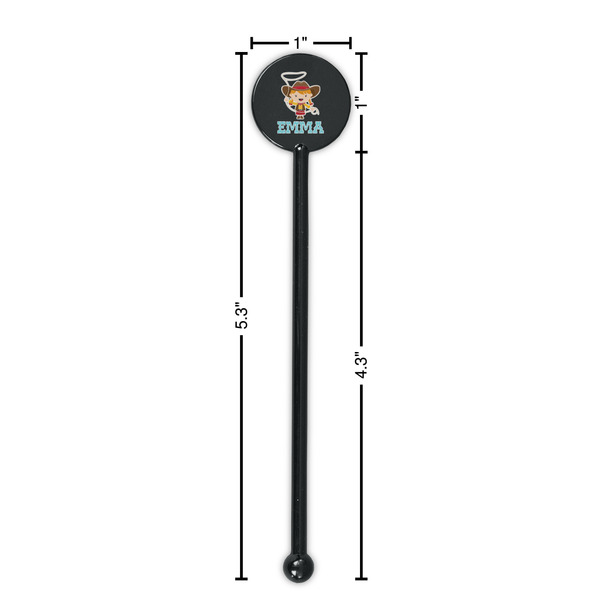 Cowgirl Black Plastic 5.5" Stir Stick - Round - Dimensions