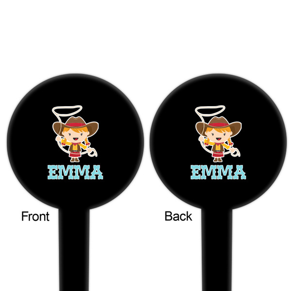 Cowgirl Black Plastic 6" Food Pick - Round - Double Sided - Front & Back
