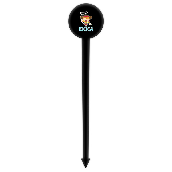 Cowgirl Black Plastic 6" Food Pick - Round - Single Pick