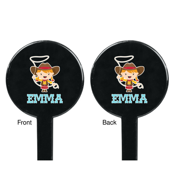 Cowgirl Black Plastic 7" Stir Stick - Double Sided - Round - Front & Back