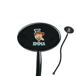 Cowgirl 7" Oval Plastic Stir Sticks - Black - Single Sided (Personalized)