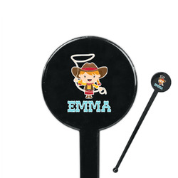 Cowgirl 7" Round Plastic Stir Sticks - Black - Double Sided (Personalized)