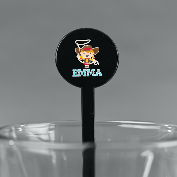 Cowgirl Black Plastic 7" Stir Stick - Round - Main