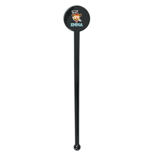 Cowgirl Black Plastic 7" Stir Stick - Round - Single Stick