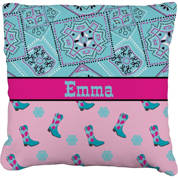 Custom Cowgirl Faux-Linen Throw Pillow 18" (Personalized)