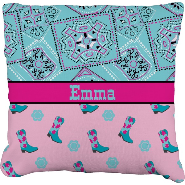 Custom Cowgirl Faux-Linen Throw Pillow 20" (Personalized)