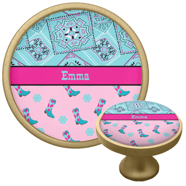 Custom Cowgirl Cabinet Knob - Gold (Personalized)