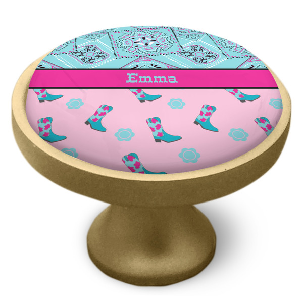 Cowgirl Cabinet Knob - Gold - Side