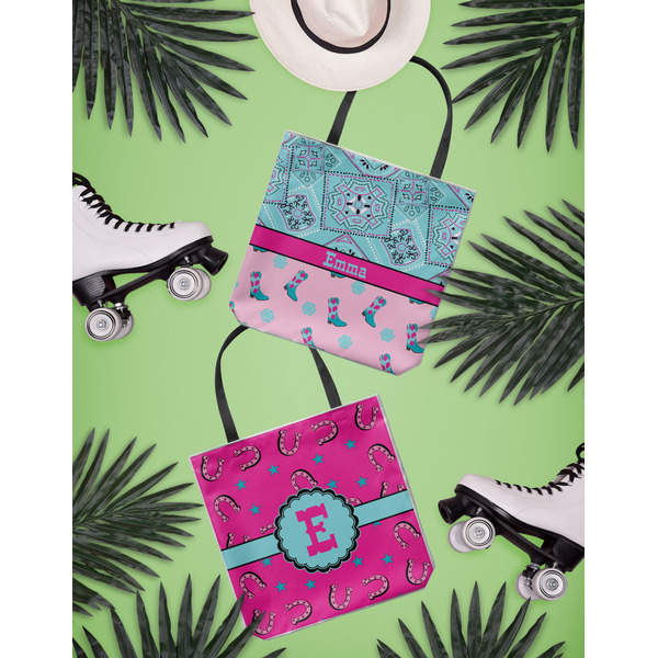 Cowgirl Canvas Tote Lifestyle Front and Back- 13x13