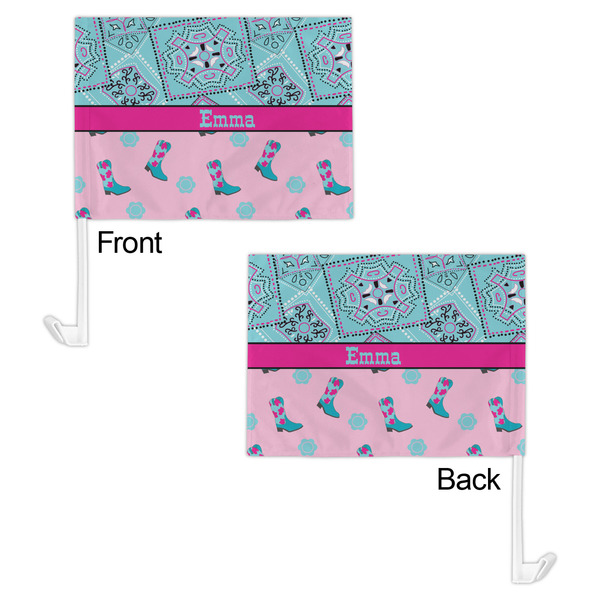 Cowgirl Car Flag - 11" x 8" - Front & Back View